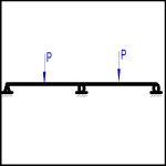  Continuous Beam – Two Equal Spans with Point Loads Centrally Located Over Both Spans