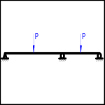  Continuous Beam - Two Unequal Spans with Point Loads Central to Each Span 